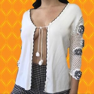 Crochet Flower Front Tie Top